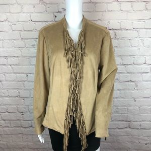BP Nordstrom Faux Suede Fringe Open Front Jacket